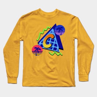 Initial Letter C - 80s Synth Long Sleeve T-Shirt